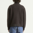 Maison Margiela Men's Wool Distress Half Zip Knit in Brown