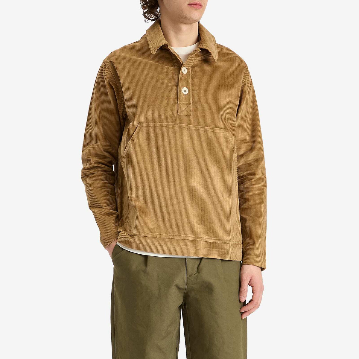 Café Mountain Men's Cord Leisure Popover Jacket in Taupe