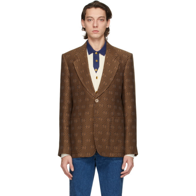 Photo: Gucci Brown Diagonal GG Blazer