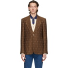 Gucci Brown Diagonal GG Blazer