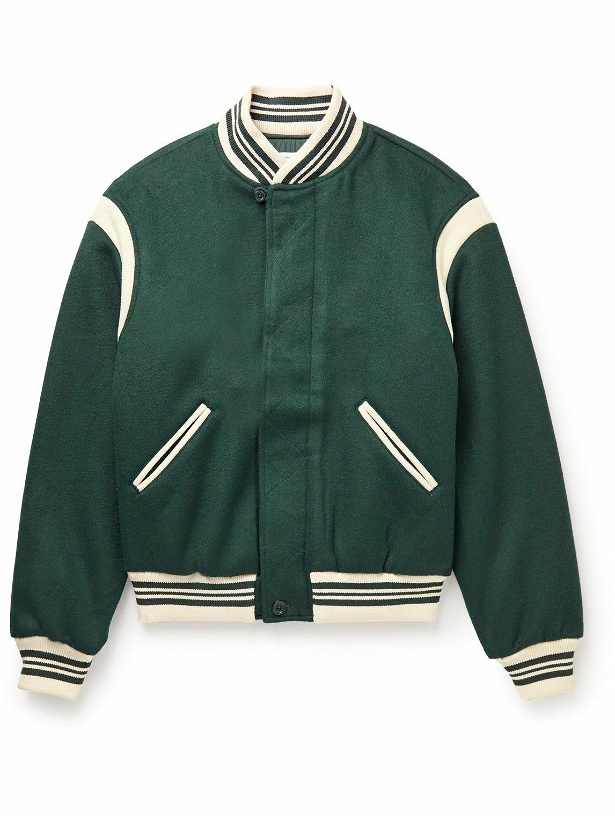 Photo: Pop Trading Company - Parra Logo-Embroidered Padded Wool-Blend Felt Varsity Jacket - Green
