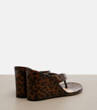 Gianvito Rossi Leopard-print leather wedge thong sandals