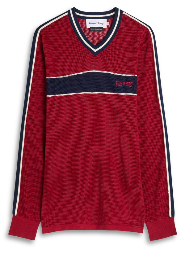 Photo: House OF Sunny Joey Stripe-trimmed Fine-knit top Red