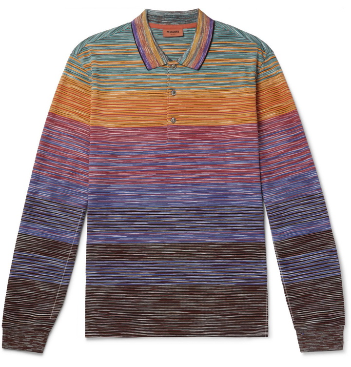 Photo: Missoni - Space-Dyed Crochet-Knit Cotton Polo Shirt - Multi