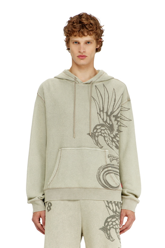 Photo: Diesel Hoodie in textured cotton mesh - Sweaters Mens in Beige