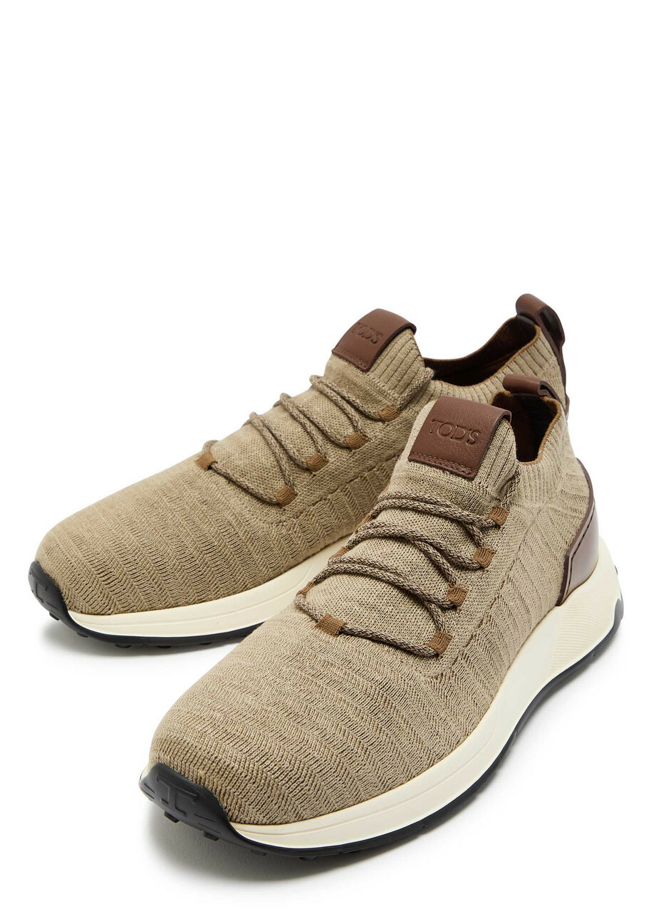 Tods Calzino Knit Sneakers Tan