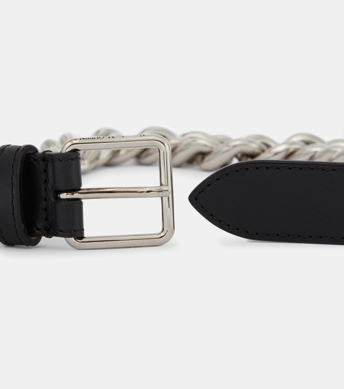 Alexander McQueen Chain-trimmed leather belt