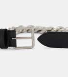 Alexander McQueen Chain-trimmed leather belt
