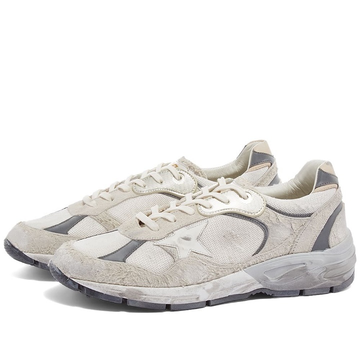 Photo: Golden Goose Men's Running Dad Sneakers in White/Silver