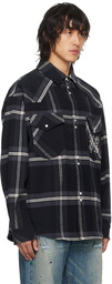 Palm Angels Gray Monogram Check Shirt