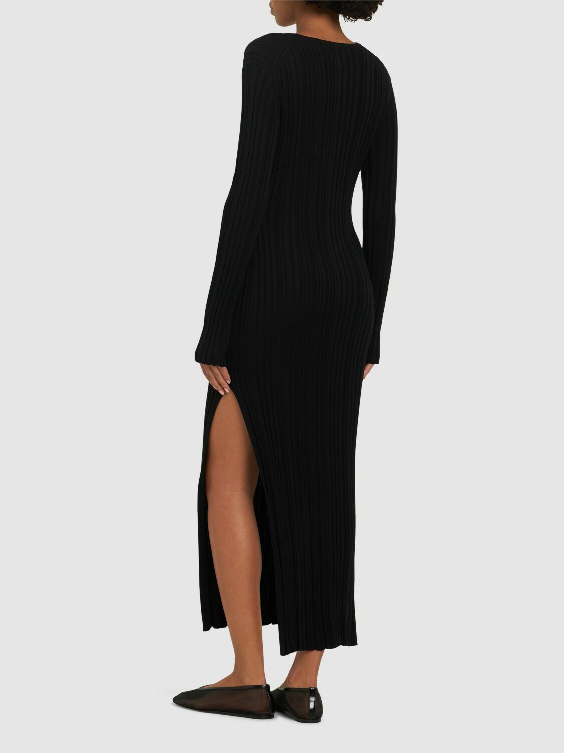 LOULOU STUDIO Eldara Silk Blend Rib Long Dress Loulou Studio