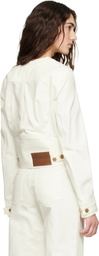 BALMAIN Off-White Patch-Pocket Denim Jacket