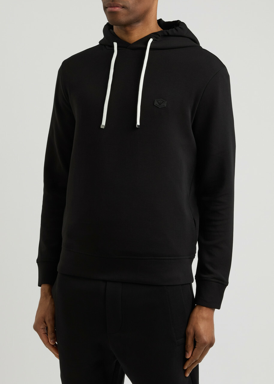 Emporio Armani Logo Hooded Cotton-blend Sweatshirt Black
