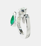 Repossi Serti Sur Vide 18kt white gold single earring with diamonds and emerald