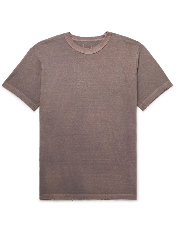 Photo: VISVIM - Distressed Mélange Cotton-Jersey T-Shirt - Purple