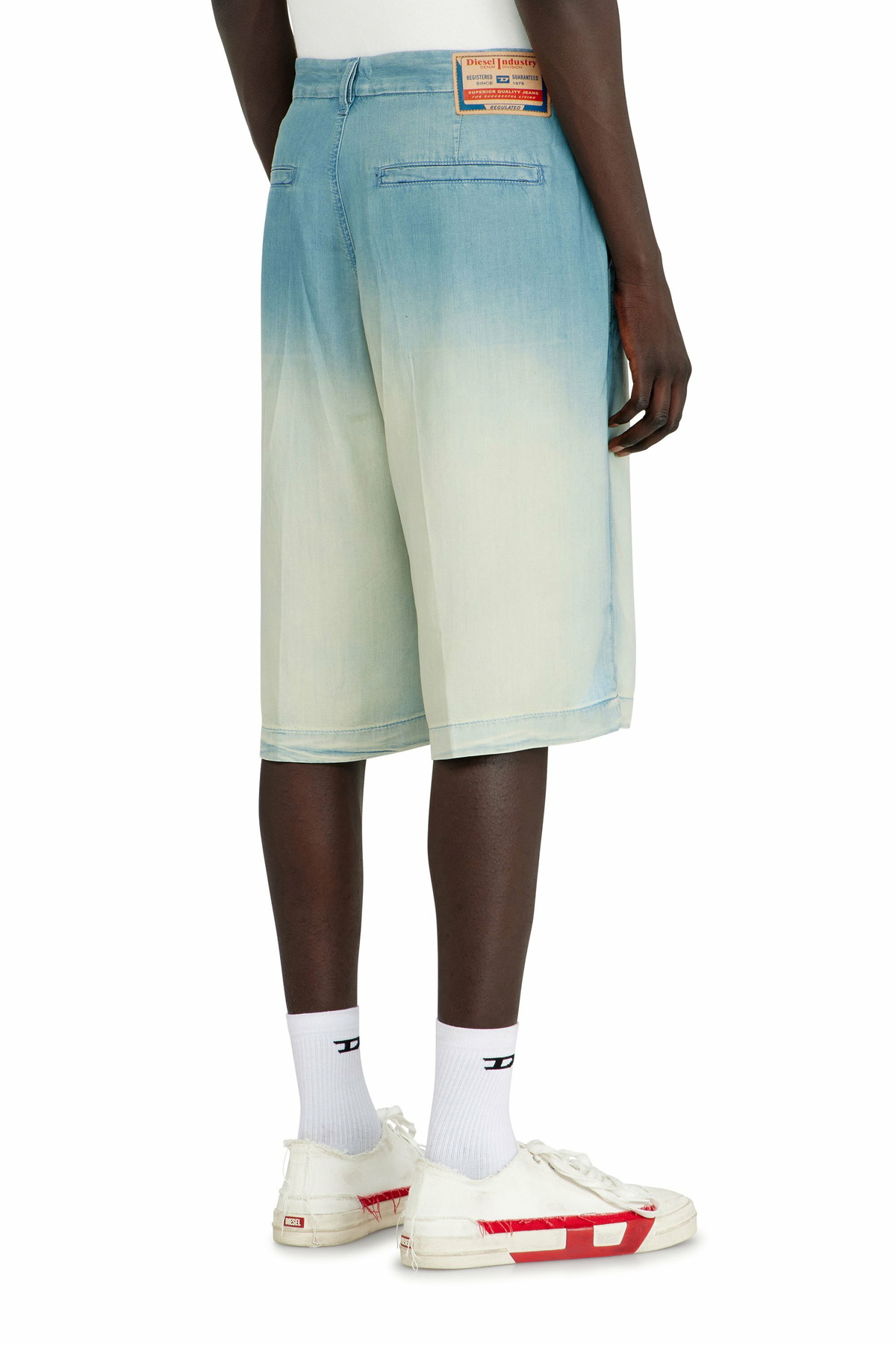 Diesel Shorts in fluid overdyed denim - Denim short pants Mens in Blue