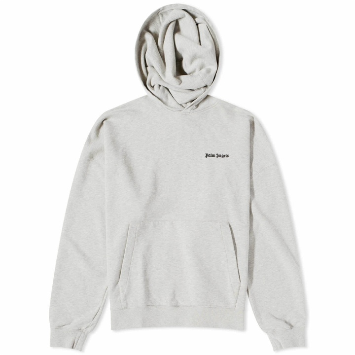 Photo: Palm Angels Men's Embroidered Small Logo Popover Hoodie in Grey