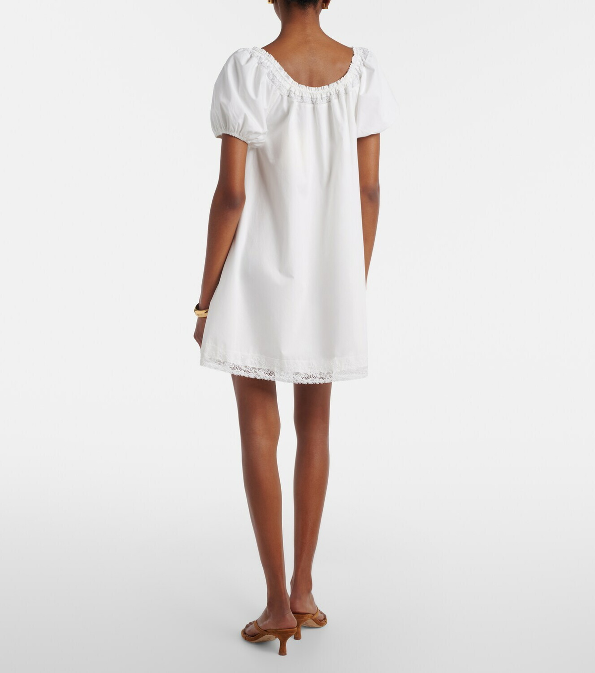 Faithfull Galle lace-trimmed cotton minidress