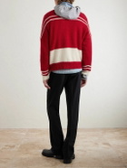 Enfants Riches Déprimés - Rat Embroidered Striped Mohair and Silk-Blend Sweater - Red