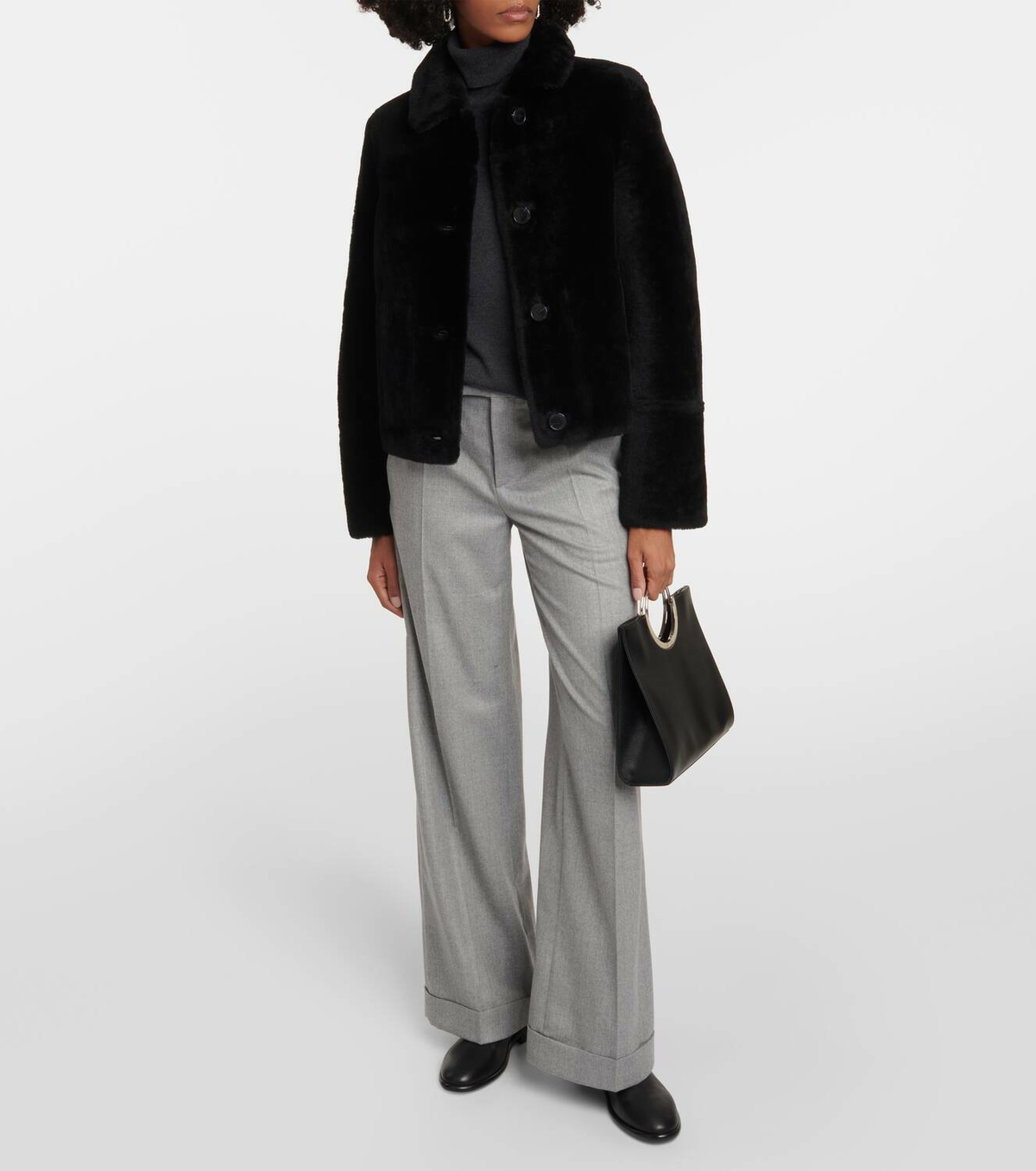 Yves Salomon Shearling-trimmed leather jacket