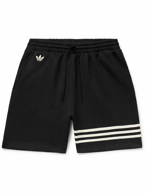 Photo: adidas Originals - Straight-Leg Striped Cotton-Blend Jersey Shorts - Black