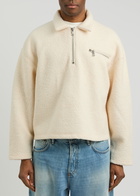 Mki Miyuki Zoku Half-zip Bouclé Sweatshirt Off White