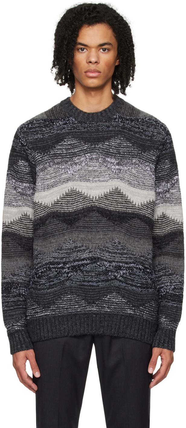 SOPHNET. Gray Abstract Sweater SOPHNET.