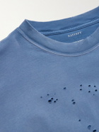 Satisfy - Logo-Print Distressed MothTech Cotton-Jersey T-Shirt - Blue