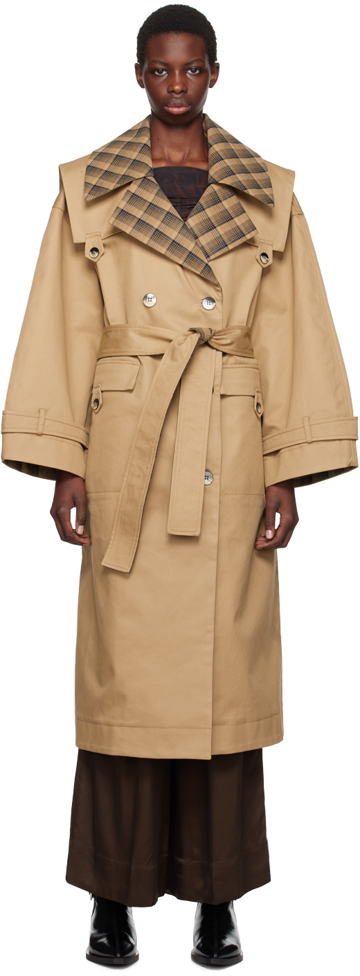 ★Ganni★ Wide collar coat brown F8327554 F8327554FW23 MUSINSA | GANNI Wide Collar Coat - Brown / F8327554