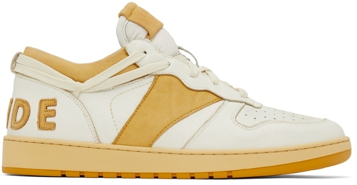 Photo: Rhude SSENSE Exclusive White & Beige Rhecess Low Sneakers
