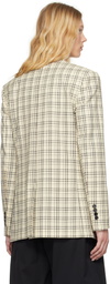 AMI Paris Beige Checked Wool Semi-Lined Blazer