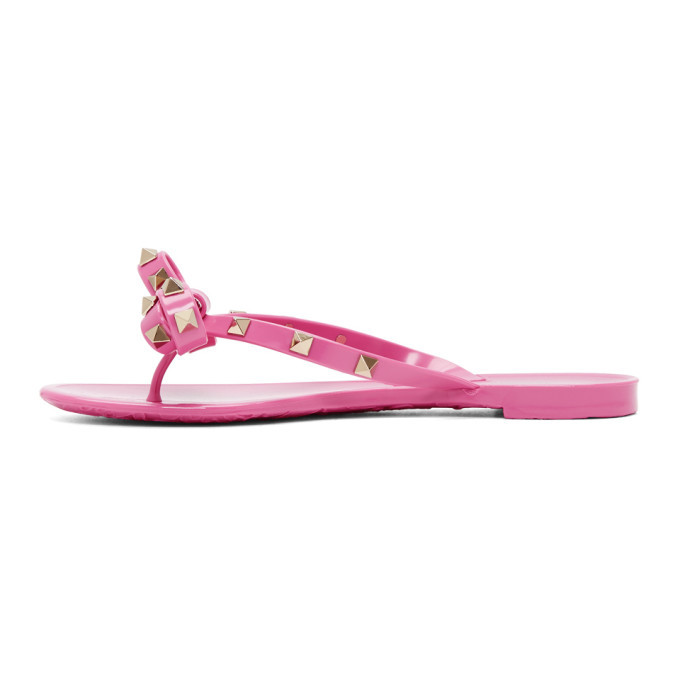 Valentino Pink Valentino Garavani Rockstud Jelly Bow Sandals