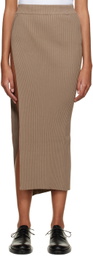 Olēnich Taupe Slit Midi Skirt