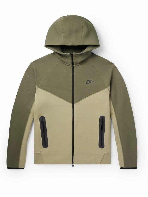 Photo: Nike - Logo-Print Cotton-Blend Jersey Zip-Up Hoodie - Green