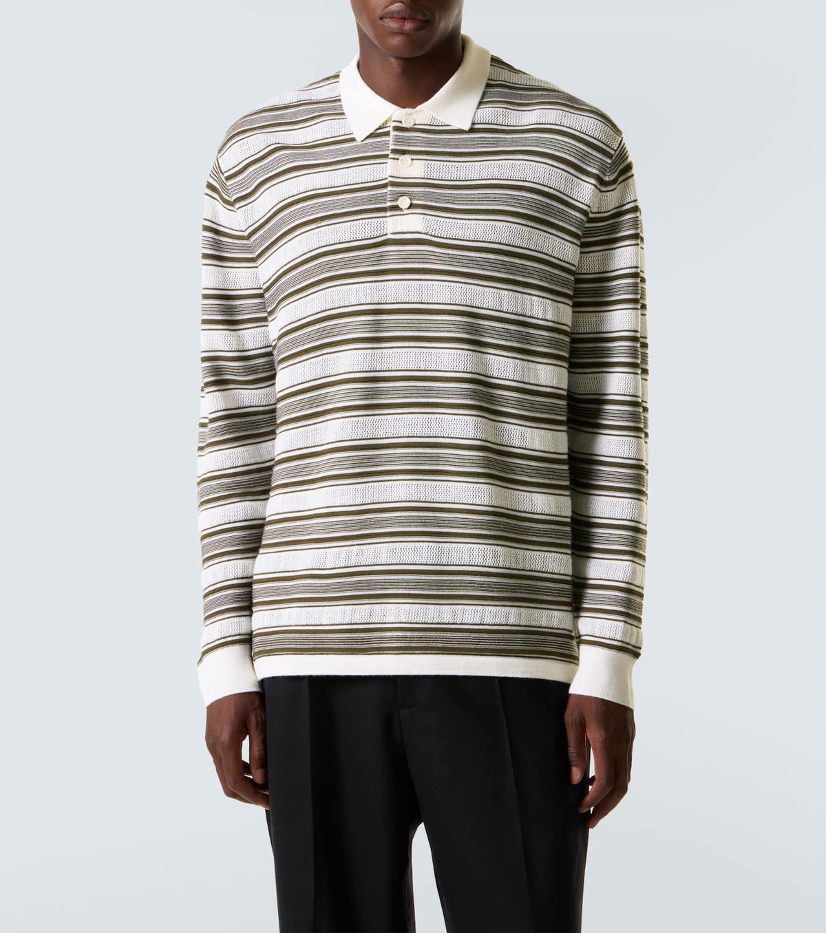 Wales Bonner Samuel striped wool-blend polo sweater