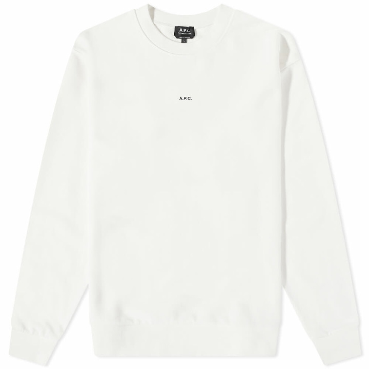 Photo: A.P.C. Men's Steve Logo Crew Sweat in White