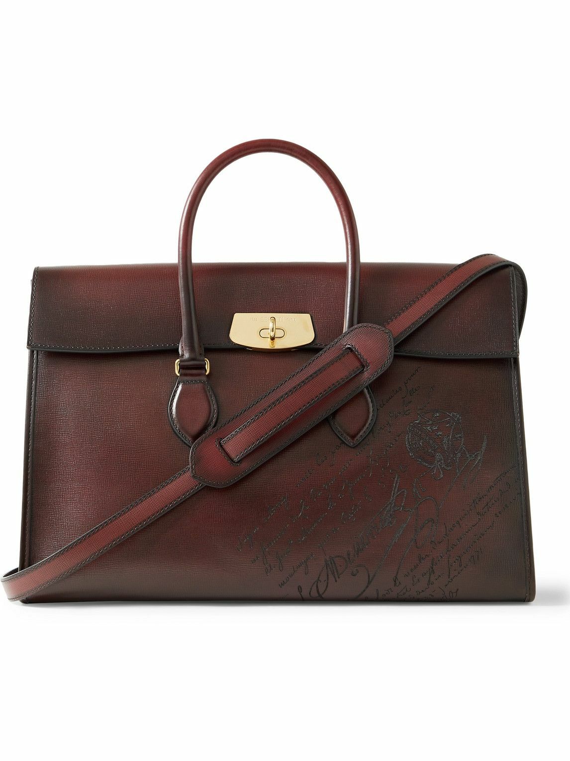 本物の ビジネスバッグ Berluti E'mio Scritto Leather BriefCase 