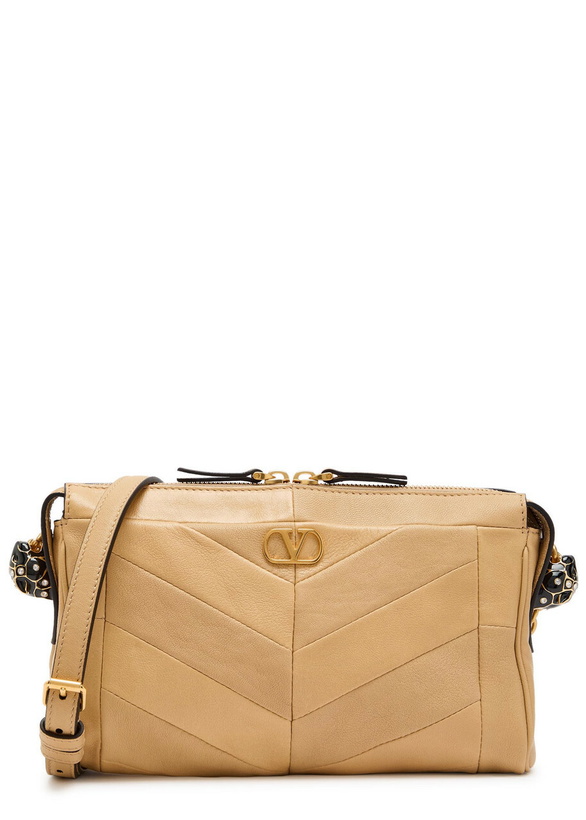 Photo: Valentino Garavani Vlogo Panelled Leather Shoulder bag - Gold - One Size