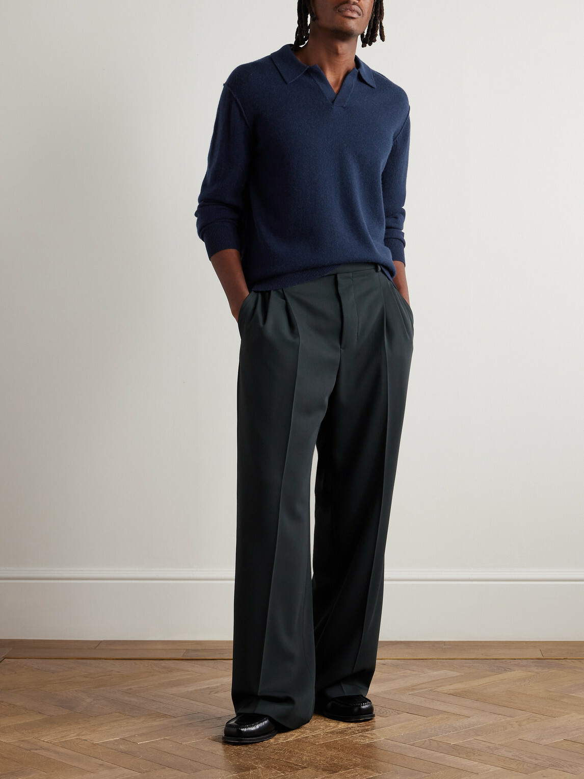Hartford - Wool and Cashmere-Blend Polo Shirt - Blue