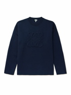 LOEWE - Logo-Debossed Wool-Blend Sweater - Blue