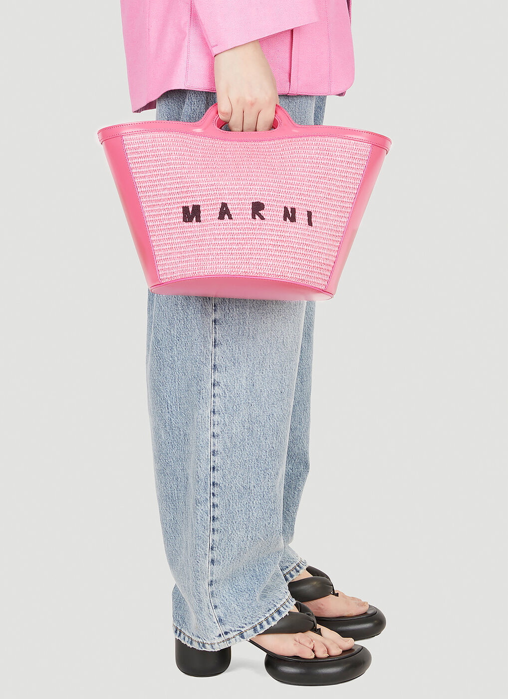 Pink and black MARNI MARKET BASKET bag