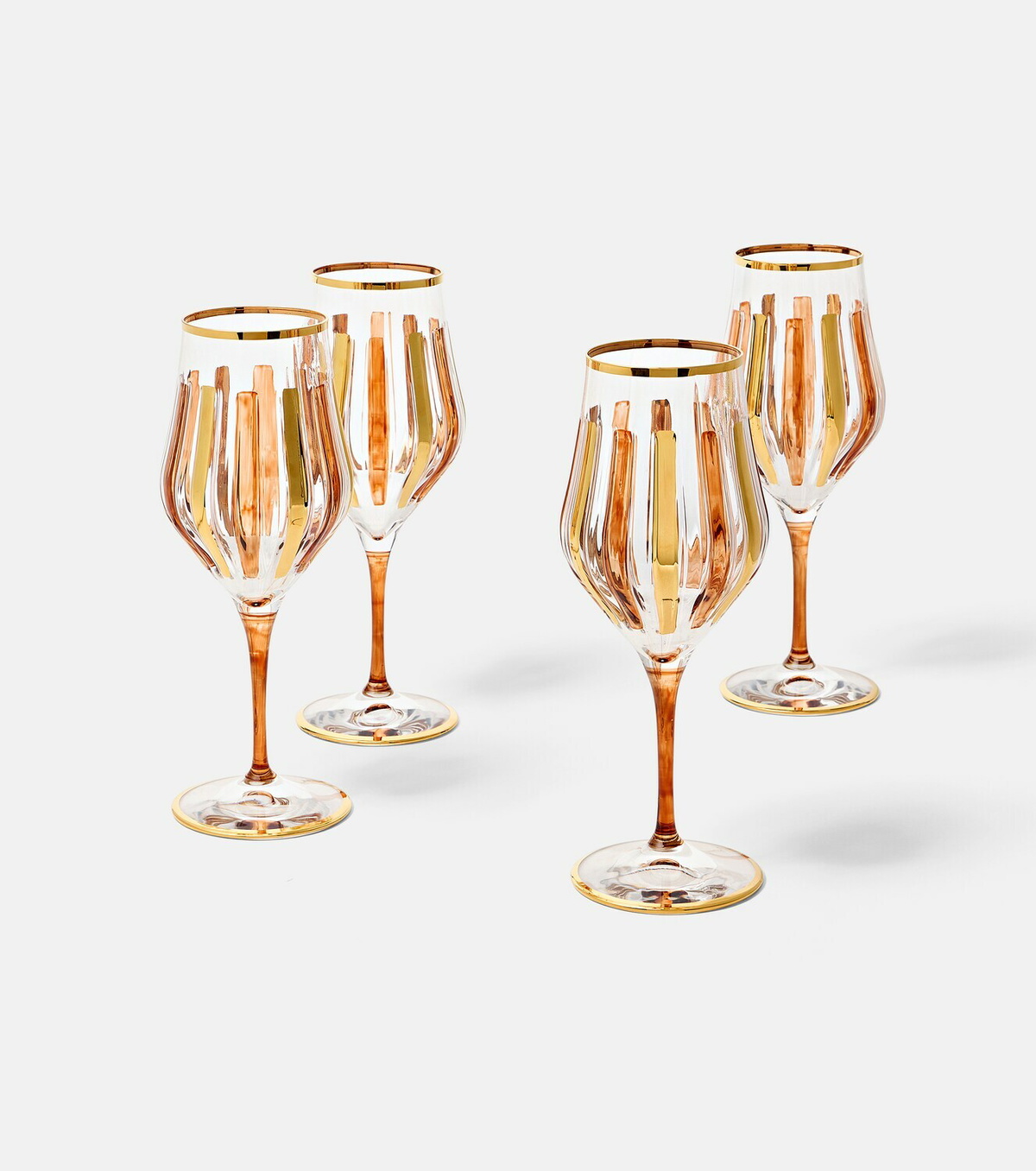 Les-Ottomans Set of 4 striped crystal wine glasses