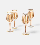 Les-Ottomans Set of 4 striped crystal wine glasses