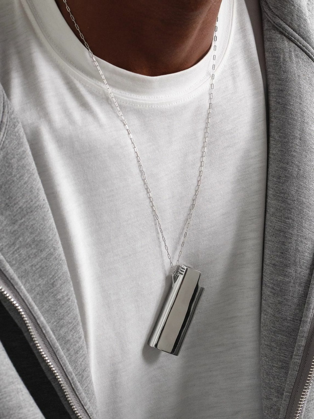 Photo: Mateo - Lighter Holder Logo-Cutout Rhodium-Plated Pendant Necklace