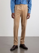 Brunello Cucinelli - Straight-Leg Pleated Cotton-Blend Corduroy Trousers - Brown