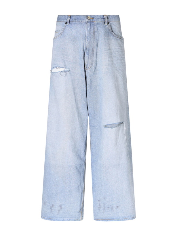 Photo: Balenciaga - Wide-Leg Distressed Jeans - Blue