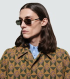 Gucci - Web stripe rectangular sunglasses