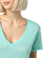 MC2 Saint Barth Woman Linen Jersey Sage Green V-neck T-shirt Eloise