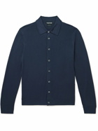TOM FORD - Slim-Fit Knitted Silk Shirt - Blue