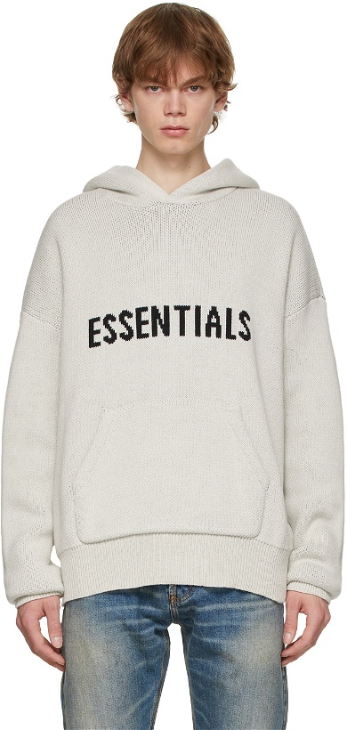 Photo: Essentials Grey Knit Logo Hoodie